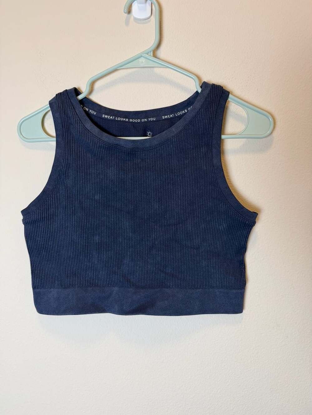 Offline By Aerie Seamless Ribbed Crop Tank XL Navy